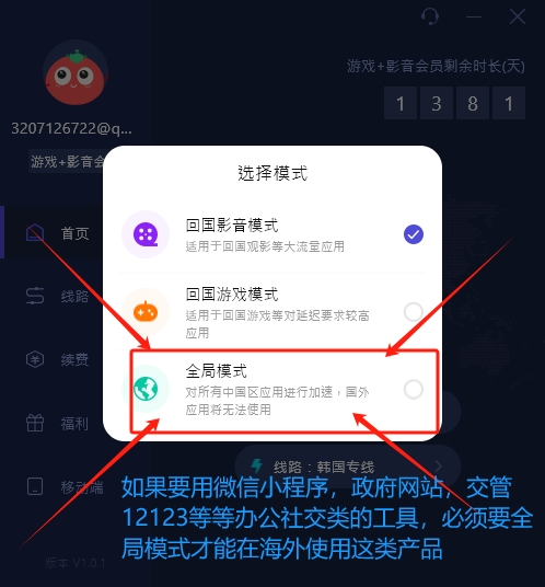 加速器全局模式